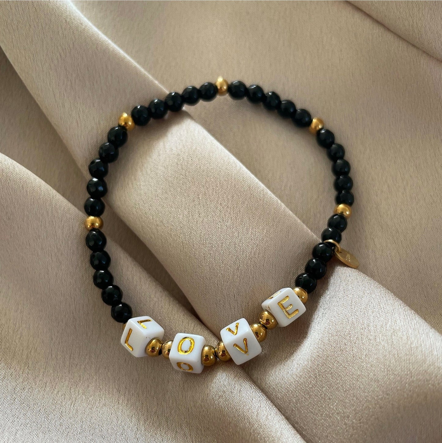 LOVE - Bracelet perles [noir]