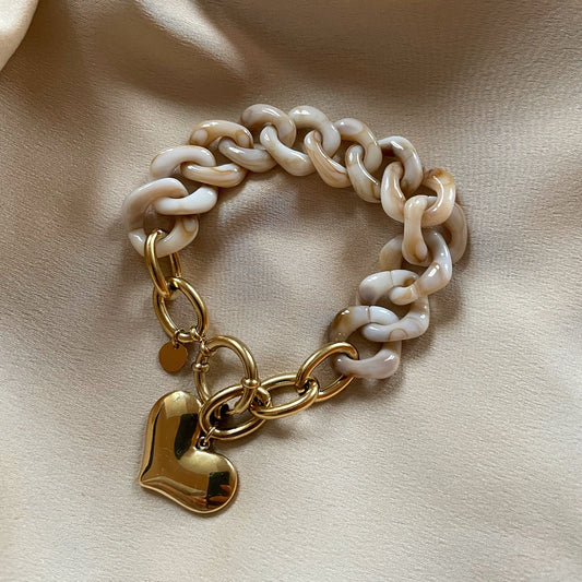 Bracelet marbre pendentif coeur