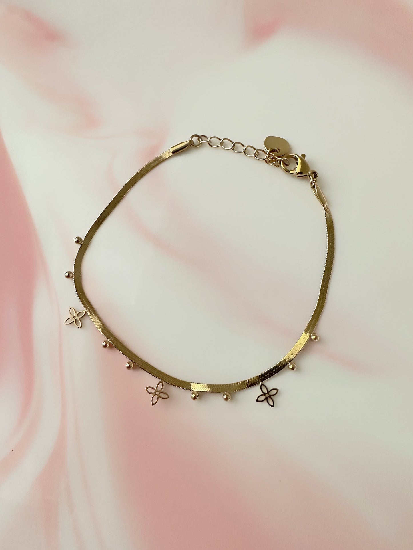 Bracelet motifs fleurs gold